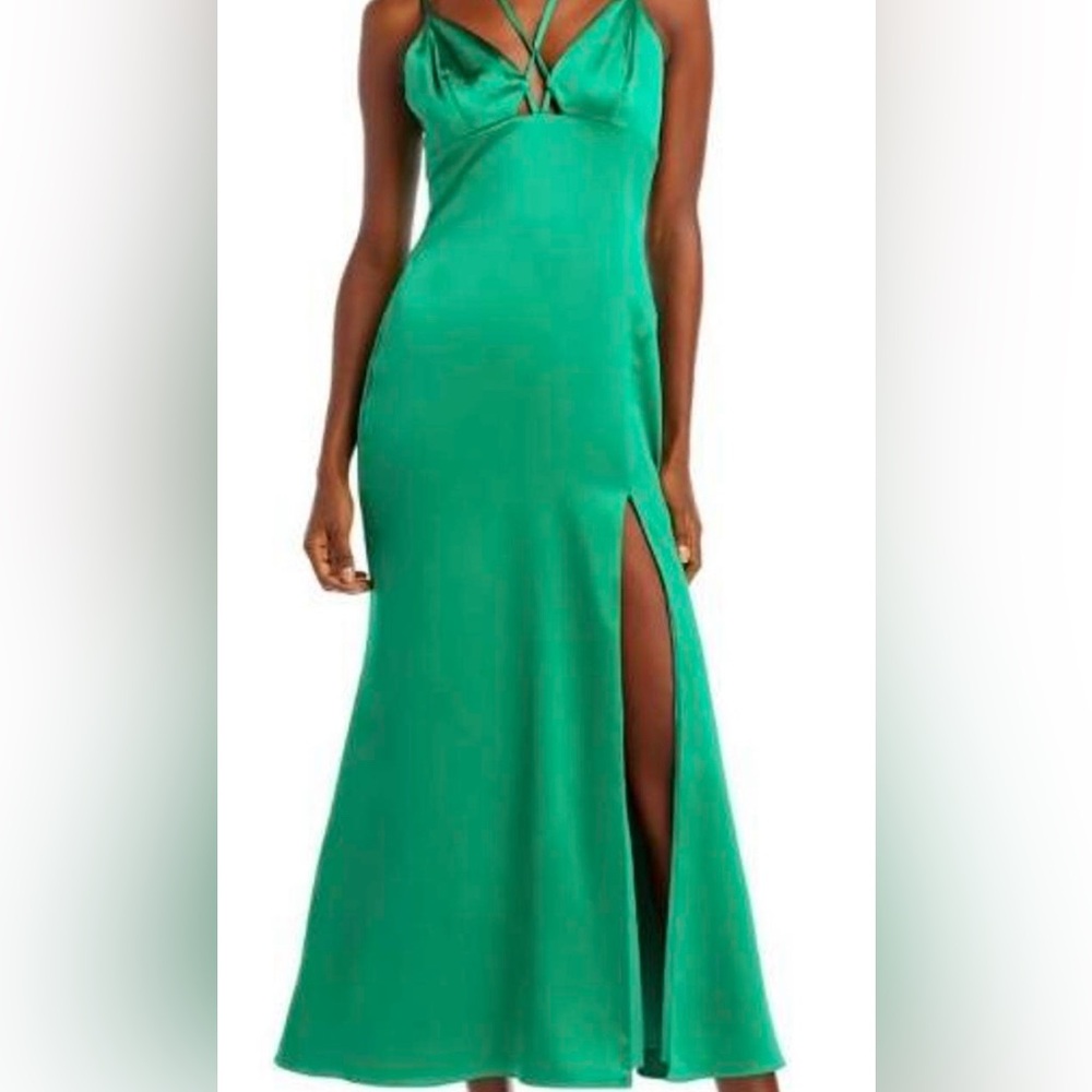 Elegant Green Satin Dress